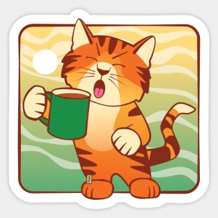 Morning Coffee Cat Sticker